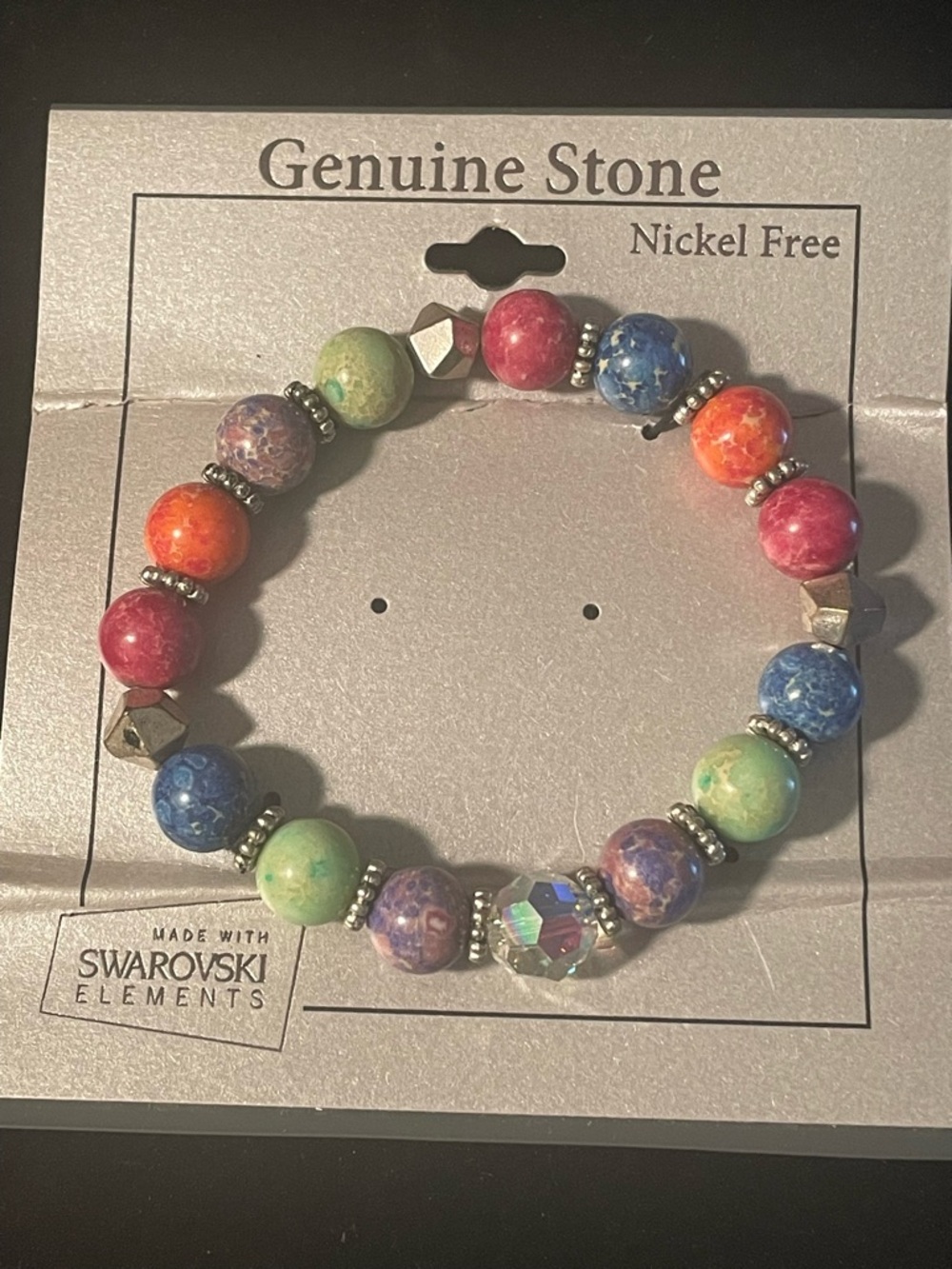Swarovski Multicolor Beaded Genuine Stone Stretch Bracelet. New with tag